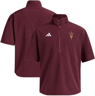 adidas Mens adidas Maroon Arizona State Sun Devils Woven Quarter-Zip Short Sleeve Pullover at Nordstrom, Size Medium