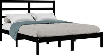vidaXL Estructura De Cama De Madera Maciza De Pino Negra 140x190 Cm Vidaxl