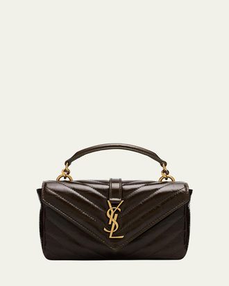 Saint Laurent College Mini YSL Quilted Crossbody Bag