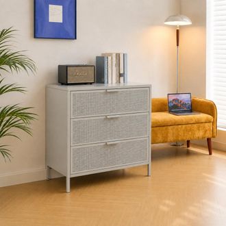 Nordlys Cajonera con 3 cajones en metal beige
