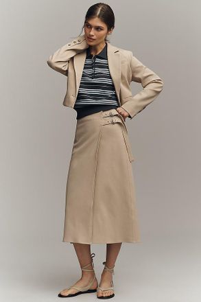 Maeve Buckled Wrap Midi Skirt