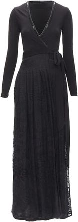 Diane Von F&uuml;rstenberg silk bead embellished wrap maxi dress