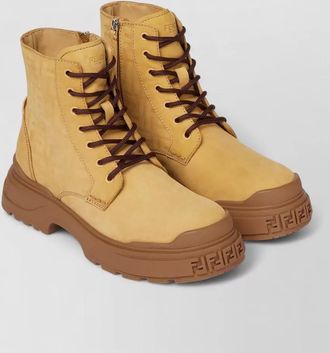 Fendi nabuk boots chunky sole round toe