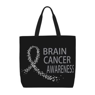 Generic Women Handbag Brain Cancer Awareness Ladies Shopping Shoulder Bag Folding Lightweight Shoulder Bags, For School, Daily, Graduation, Holiday, Birthday