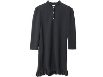 Sandro Sandro Felice Ruffle Trim Mini Dress in Black Polyester