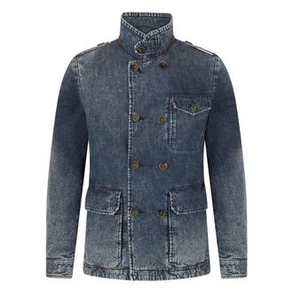 Moorer Denim Jackets, male, Blue, Size: M Washed denim jacket