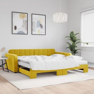 vidaXL Vidaxl - Divano Letto Estraibile con Materassi Giallo 100x200 cm Velluto