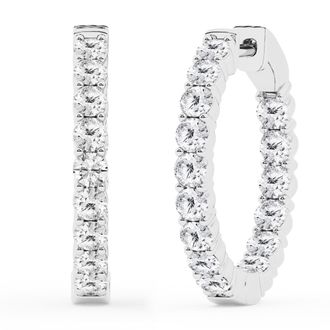 Grown Brilliance 2.00 Carat Round Lab Grown Inside Out Diamond Hoop Earrings in Sterling Silver, Color G+, Clarity SI
