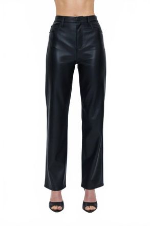 Pistola Denim Cassie Faux Leather Super High Rise Straight Leg Pants In Slate Black