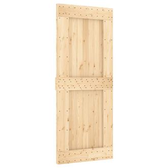 Berkfield Home Sliding Door with Hardware Set 85x210 cm Solid Wood Pine in Light Brown