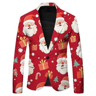 Generic Mens Christmas Blazer - Festive Holiday Light Up X-Mas Jacket Funny Christmas Costume Slim Fit Suit Jacket Party Lapel Blazer Jacket Men Christmas Fes