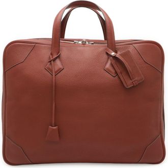 Herm&egrave;s Rouge H Taurillon Clemence Leather Boston Bag (Pre-Owned)