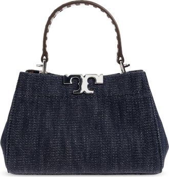 Tory Burch Eleanor Mini Bag - Dames - Handtassen - Blauw - ONE Size - Katoen - Tassen
