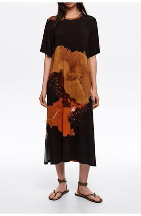 Bimba & Lola Flowing Midi T-Shirt Dress in Blot Xl Black at Nordstrom, Size X-Small Eu