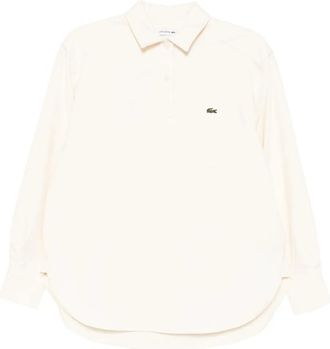Lacoste Flanellen blouse met logo - Beige