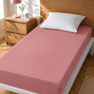 KASANOVA Lenzuolo singolo con angoli elasticizzati cotone corallo