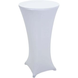Hhg Tavolo bistro bar M28 alluminio 60x60x70/110cm con copritavolo elasticizzato bianco