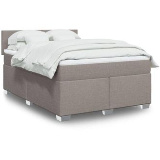 vidaXL Vidaxl - Cama Box Spring Con Colch&oacute;n Tela Gris Taupe 140x190 Cm