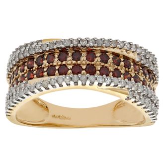 Diamant L'éternel 9ct geelgouden oranje diamanten eeuwigheidsring met meerdere rijen