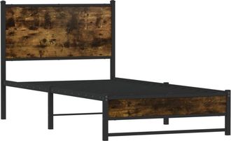 vidaXL Estructura de cama sin colchón metal roble ahumado 90x200 cm vidaXL
