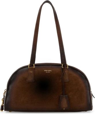Prada Brown Suede Medium Prada Bowling Shoulder Bag