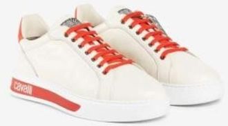 Roberto Cavalli Logo Leather Low-Top Sneakers, Brand Size 39 ( US Size 6 )