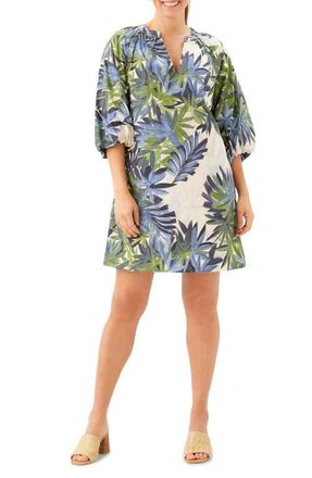 Karen Kane Puff Sleeve Cotton Peasant Minidress in Print at Nordstrom, Size X-Large P