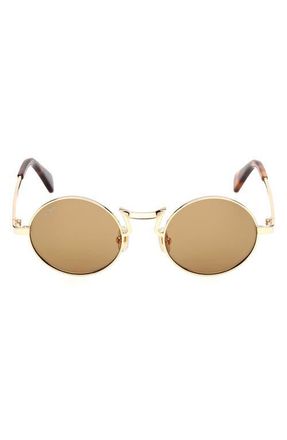 Max Mara 48mm Small Round Sunglasses in Deep Gold /Roviex Mirror at Nordstrom