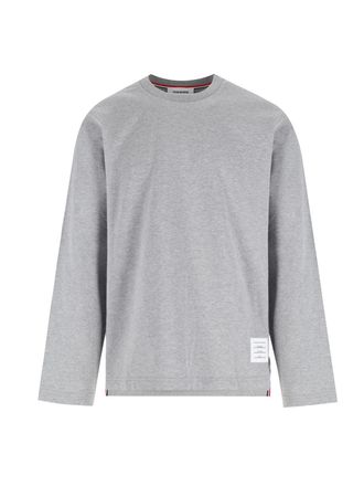 Thom Browne Grey Logo Long Sleeve T-Shirt