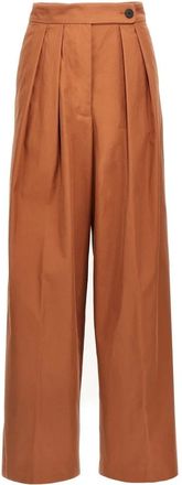 Dries Van Noten Pamplona Katoenen Broek - Dames - Wijde Broeken - Bruin - 2XS - Katoen - Broeken