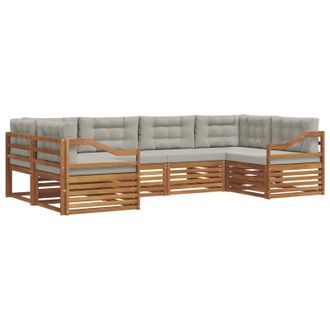 vidaXL Conjunto De Sof&aacute;s De Exterior 6 Pcs Gris Natural Y Claro Vidaxl