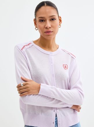 FRNCH Womens Floral embroidery fine-knit Cardigan Sweater