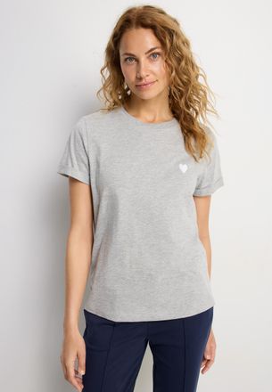 Lascana T-Shirt LASCANA, Damen, Gr. 32/34, grau meliert, Jersey, Obermaterial: 60% Baumwolle, 40% Polyester, meliert, figurumspielend h&uuml;ftlang, Rundhals, Shir