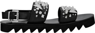 Philipp Plein Schoenen, Dames, Zwart, 37 EU, Leer, Leren Sandalen Studs