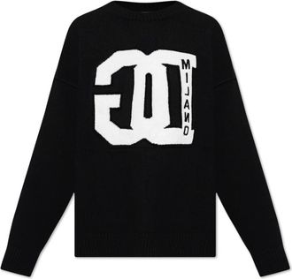Dolce & Gabbana Trui met geborduurd logo - Heren - Ronde hals truien - Zwart - L - Truien & Vesten
