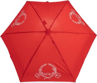 Moschino Small Folding Umbrella With Logo, Unisex, Red