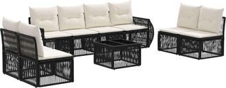 vidaXL Conjunto De Sof&aacute;s De Jard&iacute;n 9 Uds. Negro Y Blanco Crema Vidaxl