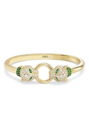 Melinda Maria Jaguar Cubic Zirconia Cuff Bracelet in Gold-White at Nordstrom, Size 7