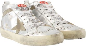 Golden Goose Womens Mid Star Sneaker Silver Calfskin
