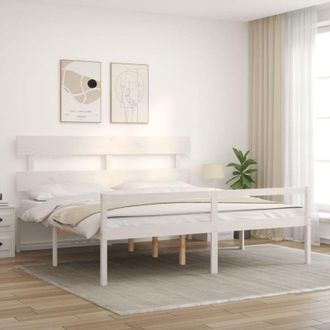 vidaXL Senior Bed without Mattress White Super King Size Solid Wood vidaXL