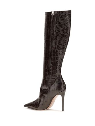 PARIS TEXAS Crocodile-Effect Calf Leather Boot - Ebony