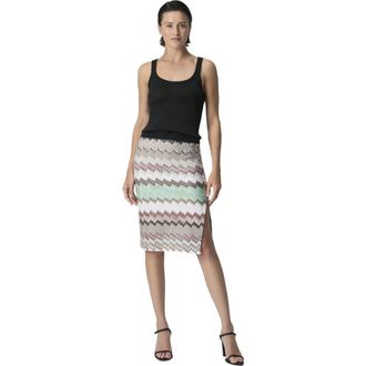 Missoni Viscose Lam&eacute; Midi Skirt With Slit in Green& Brown at Nordstrom, Size 44 It