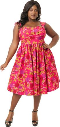 Unique Vintage Plus Size 1950s Sweetheart Sleeveless Swing Dress in Pink Floral at Nordstrom, Size 1X