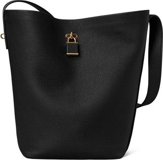 Tory Burch Slim Lock Leather Bucket Bag in Black at Nordstrom