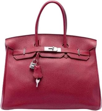 Herm&egrave;s Pre-owned Birkin 35 - Dames - Vintage Handtas - Rood - ONE Size - Leer - Vintage