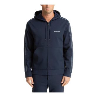 Michael Kors Plain Hoodie met Trekkoord en Rits - Heren - Vesten met rits - Blauw - 2XL - Katoen - Hoodies & sweatvesten