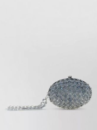 Self Portrait crystal chain oval mini clutch bag