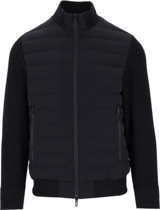 Emporio Armani Donsjack met gebreide mouwen - Heren - Bomber jackets - Blauw - XL - Wol - Jassen