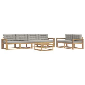 vidaXL Conjunto De Sof&aacute;s De Exterior 6 Pcs Blanco Y Gris Claro Vidaxl