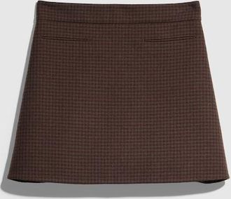 Gucci Gingham Wool Mini Skirt, Brown